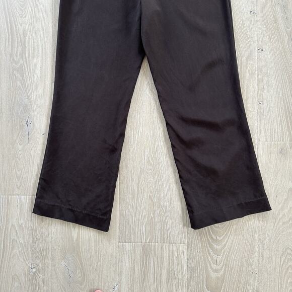 Lafayette 148 Satin Pants Silk Blend Straight Leg Trousers Cropped - Picture 11 of 12